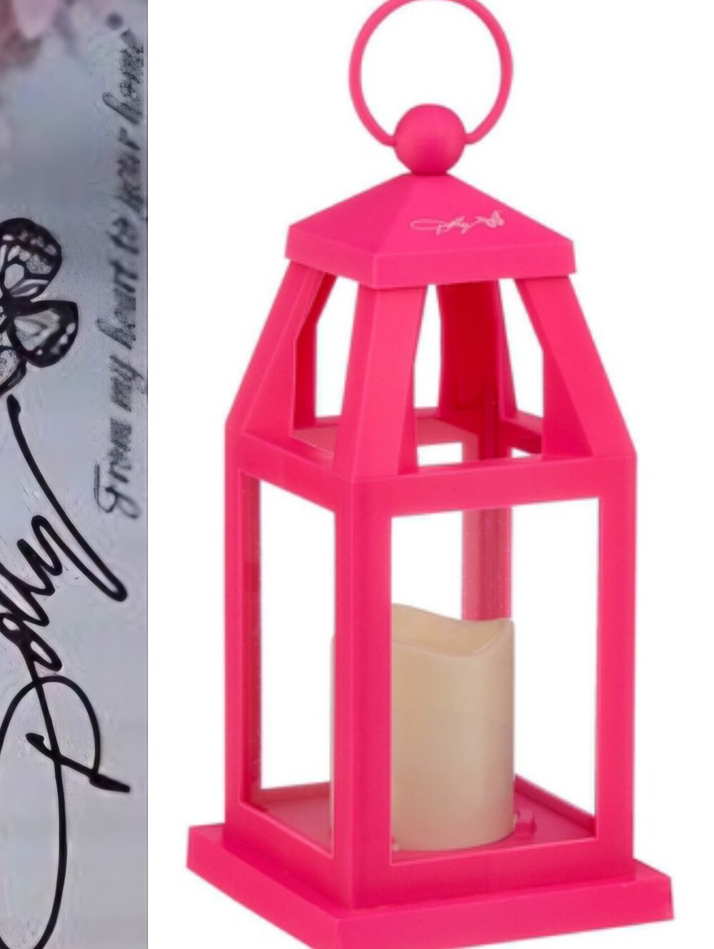 Dolly Parton Decorative Lantern w/LED Candle- Pink